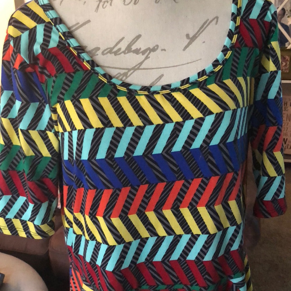 Lularoe Nicole 3x funky primary colors geometric